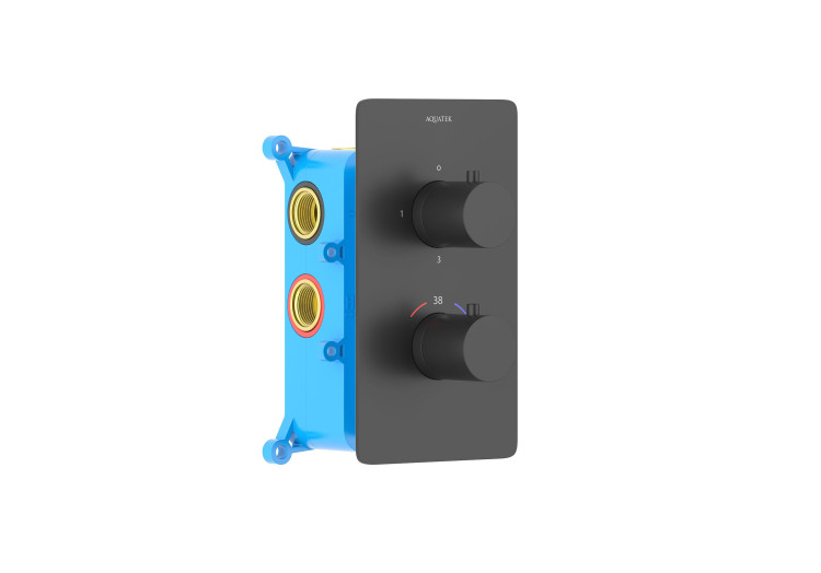 Термостатический смеситель для ванны 3 режима (внешняя и скрытая часть) Aquatek, матовый черный AQ1393MB ЕВРОПА