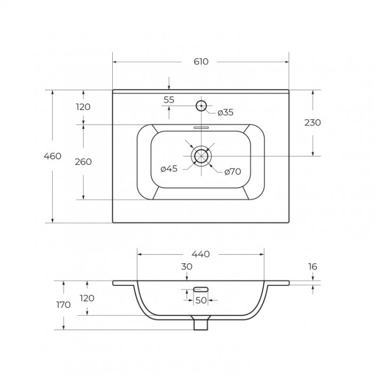 Столешница для тумбы 81x46x1,2 Cezares 55951