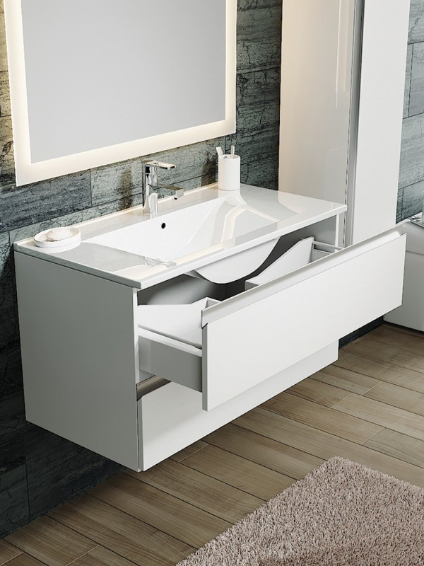 Тумба с раковиной SanVit Авеню-2 120 с фактурой под дерево подвесная