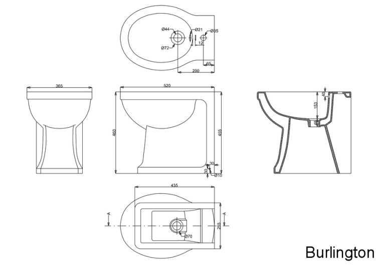 Биде пристенное с 1 отверстием под смеситель, НИКЕЛЬ