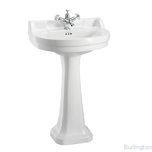 Круглая раковина Edwardian 56 см на 1 или 2 отверстия с пьедесталом Regal