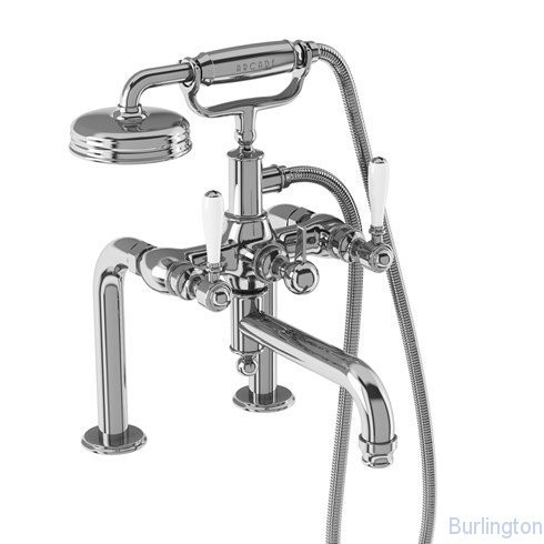 Смеситель для ванны набортный, ручки - леверы белые, хром [ARC18 CHR + ARC65 CHR]