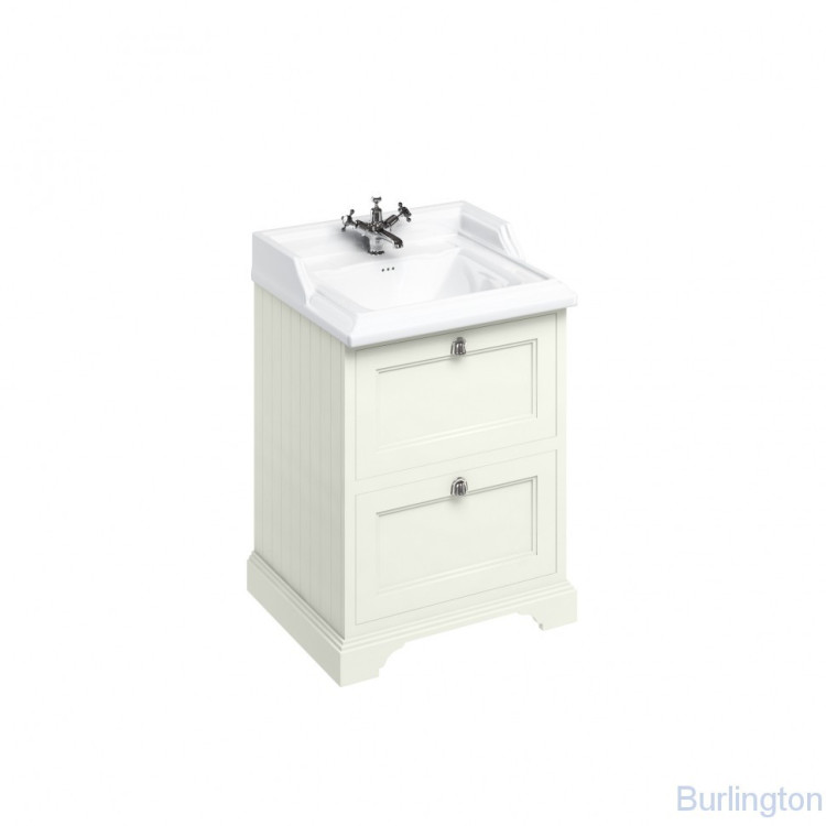 Тумба под раковину с двумя выдвижными ящиками, цвет песочный [FF9S + B15 1TH]