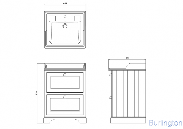 Тумба под раковину с двумя выдвижными ящиками, цвет песочный [FF9S + B15 1TH]