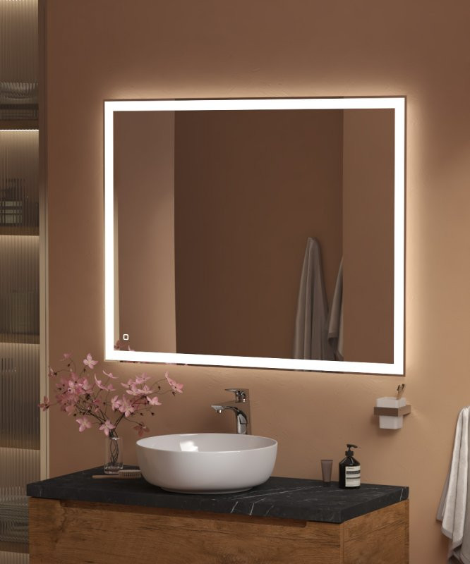 Зеркало со встроенной подсветкой, голосовым управлением и подогревом 12W, 220-240V BelBagno SPC-GRT-1000-800-LED-TCH-SND