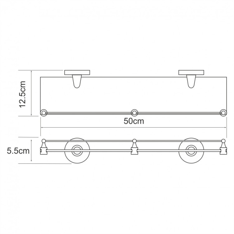 WasserKRAFT Rhein K-6244 Полка стеклянная с бортиком