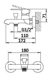 Смеситель для ванны и душа однорычажный в комплекте с ручным душем Cezares NAUTIC-VM-SR