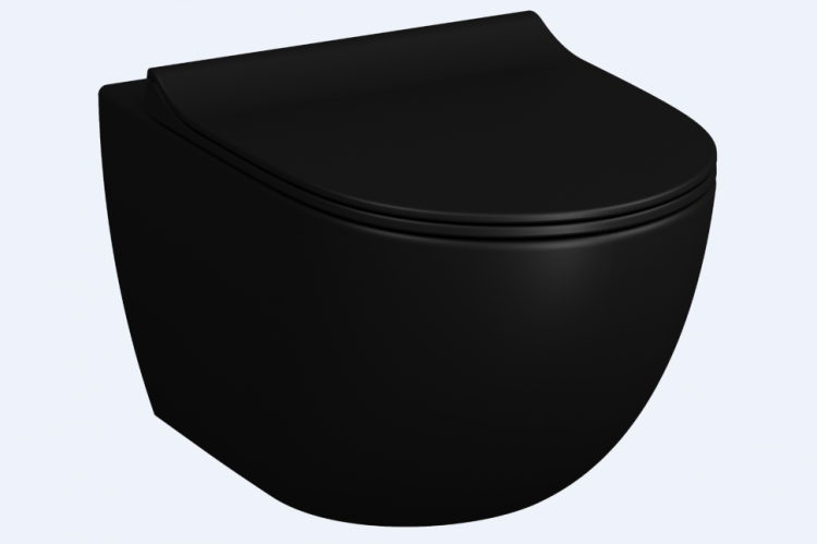 Безободковый подвесной унитаз VitrA Sento, матовый черный