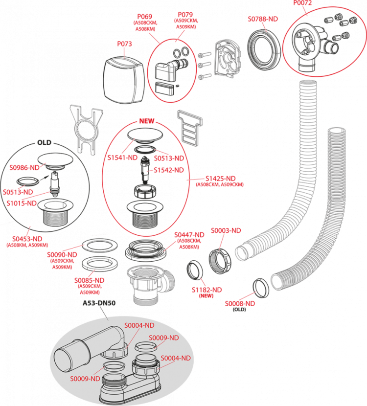 Сифон для ванны CLICK/CLACK с напуском воды через перелив для ванн с толстыми стенками, хром Alcadrain A509CKM