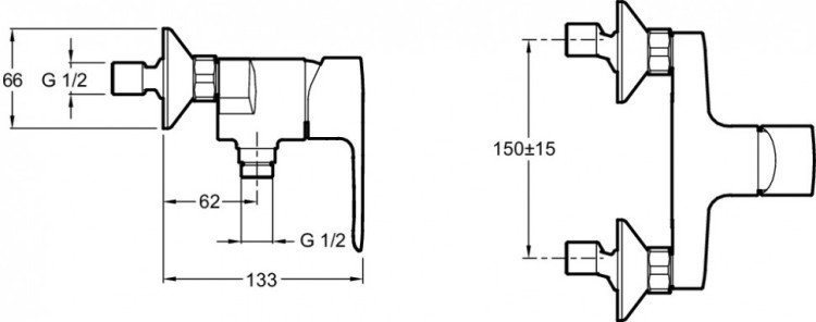 Настенный смеситель для душа с креплениями  Jacob Delafon JULY E16029-4-CP