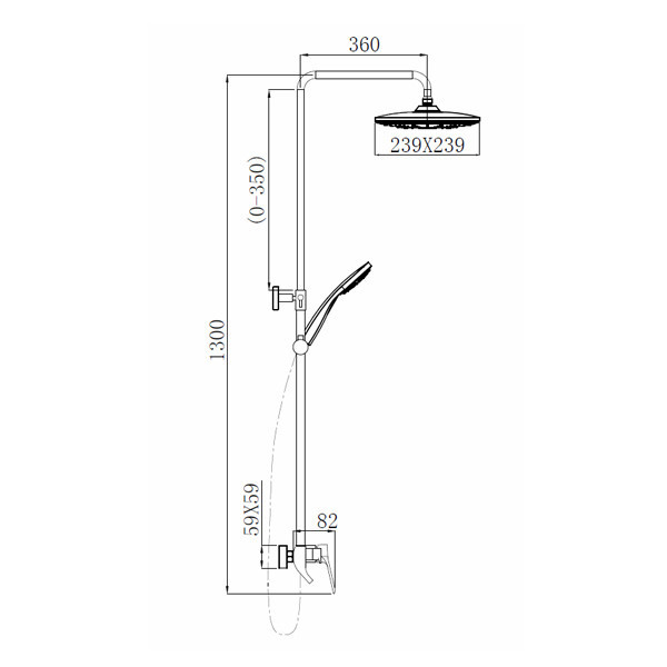 COMFORTY. Душевая система, FF071R-CMT, черный матовый
