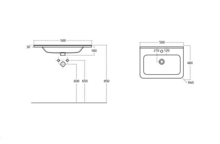 База под керамическую раковину подвесная с двумя выкатными ящиками 500x450x500 BelBagno ALBANO-CER-500-2C-SO-RVB