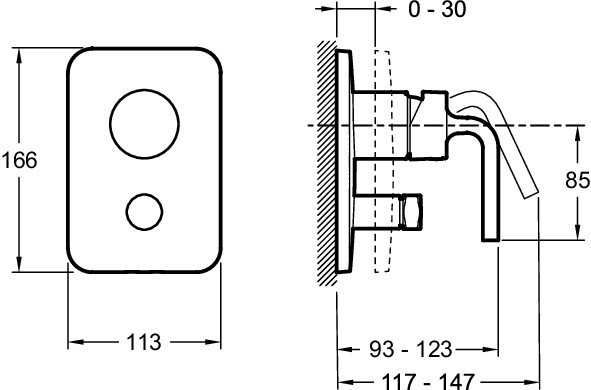 Встраиваемый смеситель с переключателем на 2 выхода, лицевая панель Purist Jacob Delafon PURIST E98721-CP