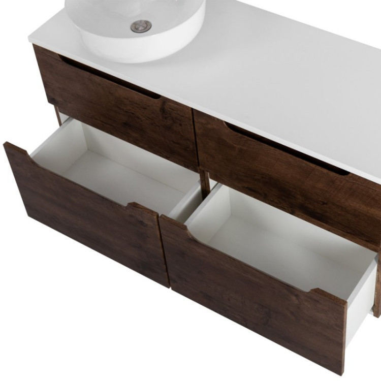 Столешница из МДФ, асимметричное правостороннее расположение отверстий для раковины и смесителя, 1204x462x19 BelBagno EK-120-AS-BO-R