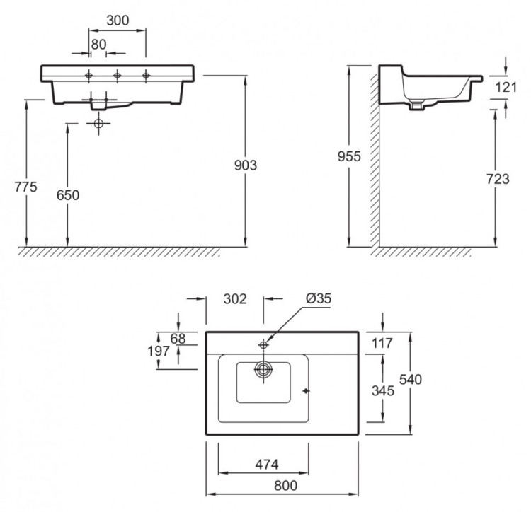 Раковина Jacob Delafon Soprano 80 EXL112-00