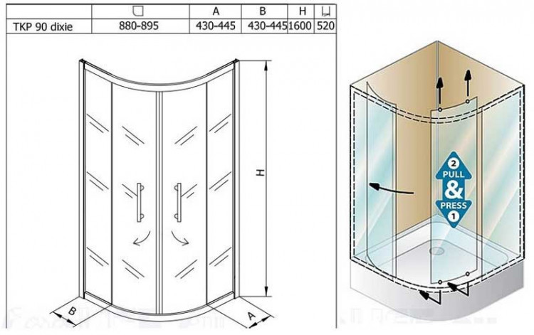 Душевой уголок Kolpa San Q Line TKP Dixie Quat 90x90