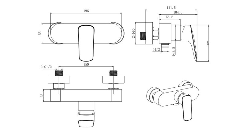 Душевой комплект наружного монтажа Aquatek ВЕГА AQ1036CR
