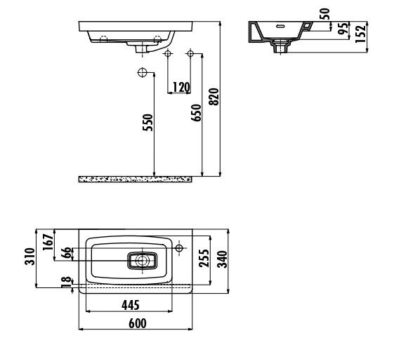 CREAVIT Раковина MY060 мебельная (60см)