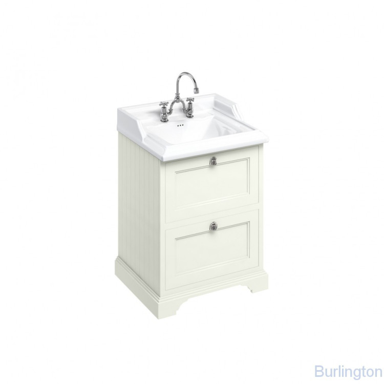 Тумба под раковину с двумя выдвижными ящиками, цвет песочный [FF9S + B15 2TH]