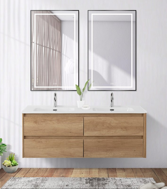 Зеркало в алюминиевой раме со встроенным светильником, сенсорным выключателем и подогревом BelBagno SPC-KRAFT-685-885-TCH-WARM