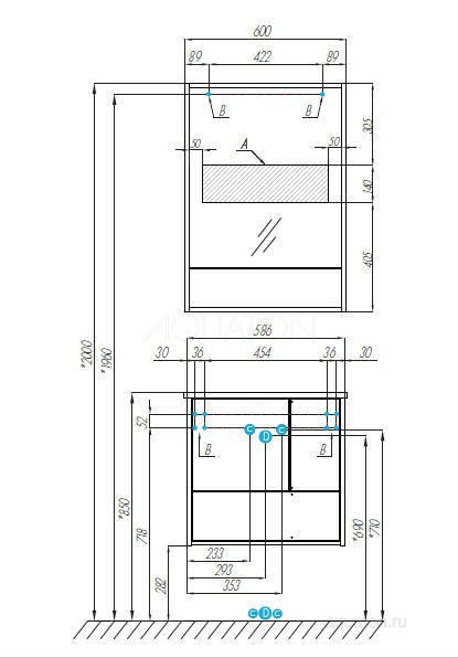 Тумба под раковину Aquaton Ривьера 60 белый матовый 1A238801RVX20