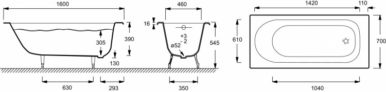 Ванна 160 х 70 см Jacob Delafon SOISSONS E2931-00