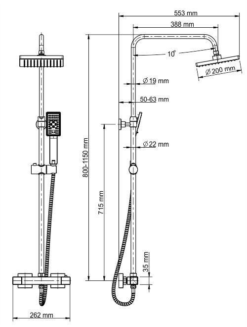 WasserKRAFT A15502 Thermo Душевой комплект с термостатическим смесителем