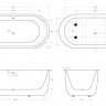 Отдельностоящая, овальная акриловая ванна в комплекте со сливом-переливом Cezares BB709-1700-780