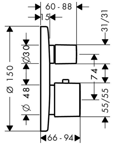 Смеситель для душа Hansgrohe Metris 31573000 с термостатом
