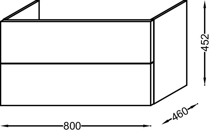 Мебель для раковины-столешницы 80 см, изогнутые ручки, фактурный дуб Jacob Delafon VOX EB2078-R1-E16