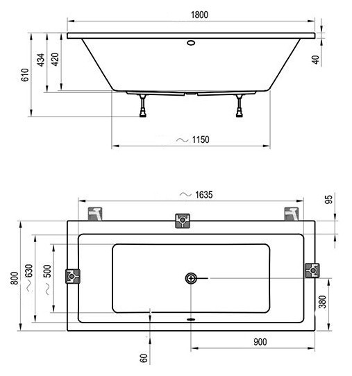 Акриловая ванна Ravak Formy 01 180x80