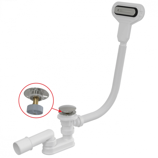 Сифон для ванны CLICK/CLACK с плоским переливом, хром Alcadrain A516CKM