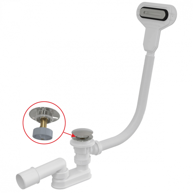 Сифон для ванны CLICK/CLACK с плоским переливом, хром Alcadrain A516CKM