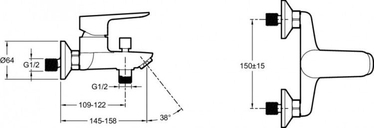 Настенный смеситель Jacob Delafon OSCAR E29844-CP