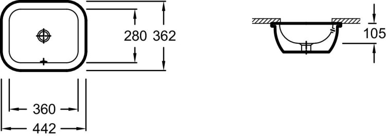 Встраиваемая раковина 44,2 х 36,2 см с переливным отверстием Jacob Delafon VOXEYC102-00