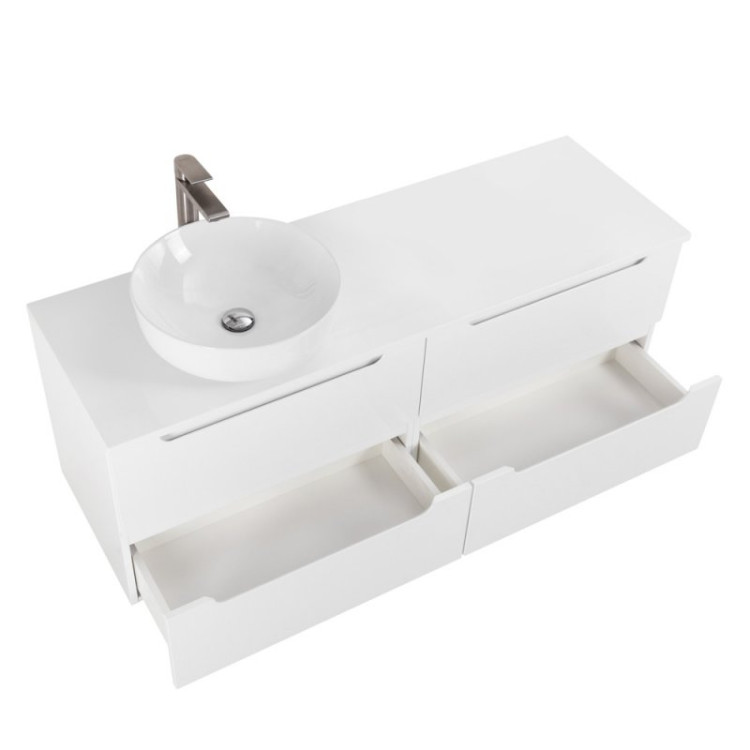 Столешница из МДФ, асимметричное правостороннее расположение отверстий для раковины и смесителя, 1204x462x19 BelBagno EK-120-AS-BL-R