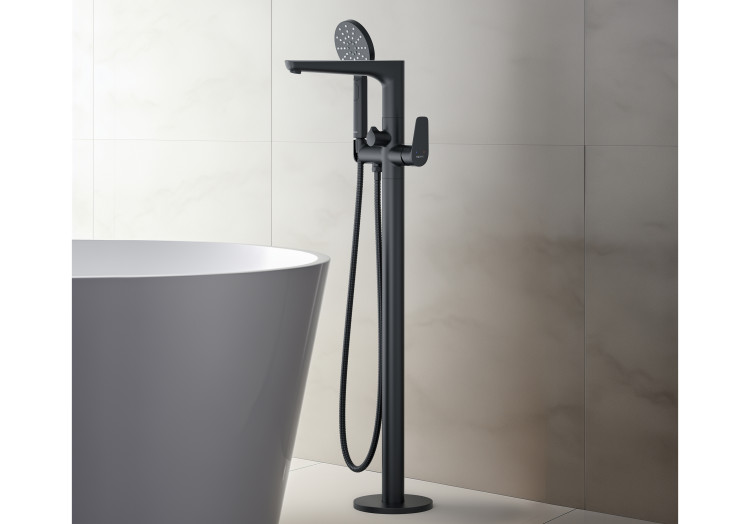 Смеситель для ванны напольный (внешняя и скрытая часть) Aquatek, матовый черный AQ1145MB БЕТТА