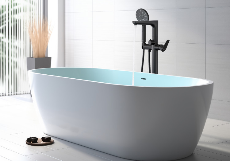 Смеситель для ванны напольный (внешняя и скрытая часть) Aquatek, матовый черный AQ1145MB БЕТТА