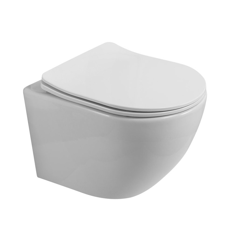 Унитаз подвесной безободковый с сиденьем в комплекте Cezares BB7006CHR/SC