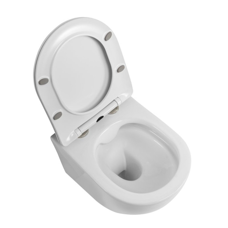 Унитаз подвесной безободковый с сиденьем в комплекте Cezares BB7006CHR/SC