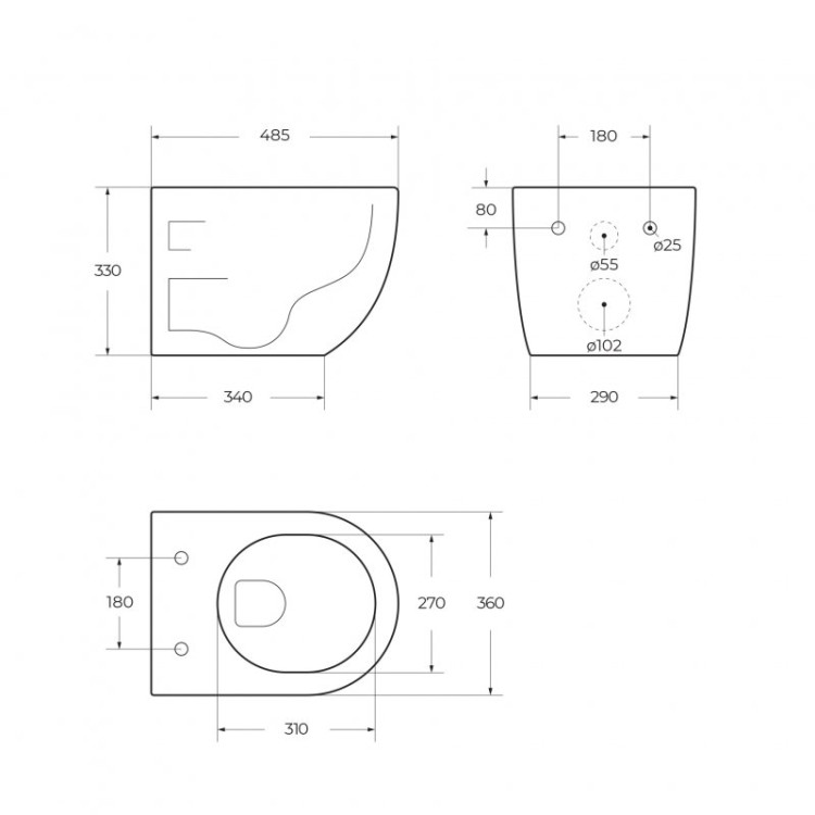 Унитаз подвесной безободковый с сиденьем в комплекте Cezares BB7006CHR/SC