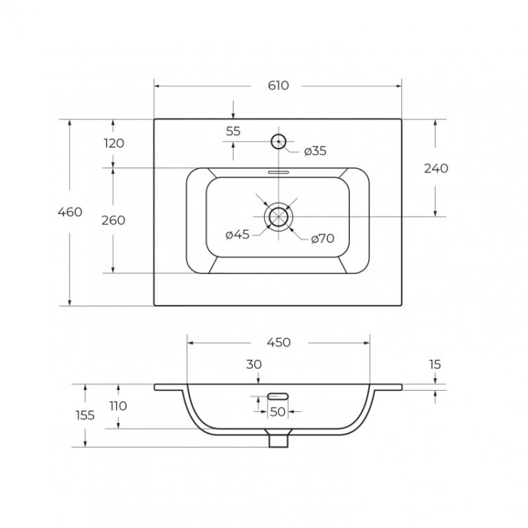 Столешница для тумбы 81x46x1,2 Cezares 55953