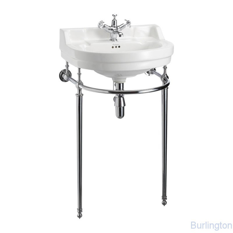 Круглая раковина Edwardian 56 см на 1 или 2 отверстия с хромированным подстольем Regal