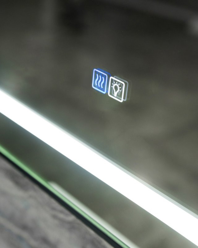 Зеркало в алюминиевой раме со встроенным светильником, сенсорным выключателем и подогревом BelBagno SPC-KRAFT-685-885-TCH-WARM-NERO