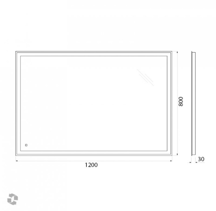 Зеркало с встроенным светильником и кнопочным выключателем 12W, 220-240V BelBagno SPC-GRT-1200-800-LED-BTN