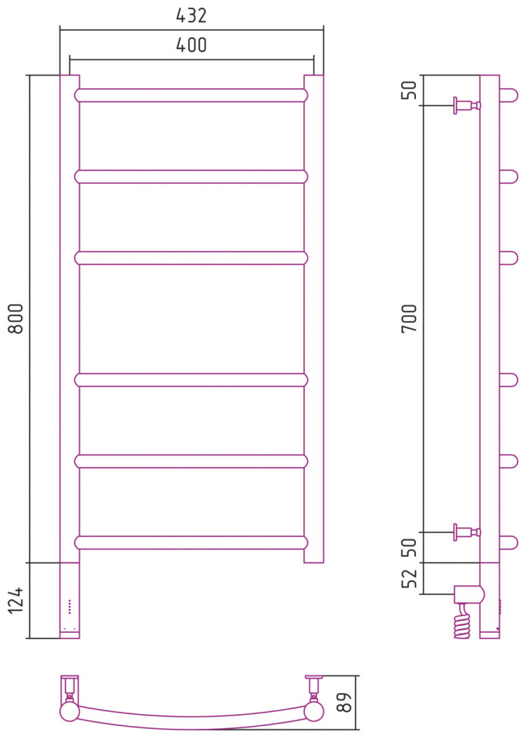 Полотенцесушитель электрический Сунержа Галант 3.0 800х400 МЭМ левый Состаренная латунь
