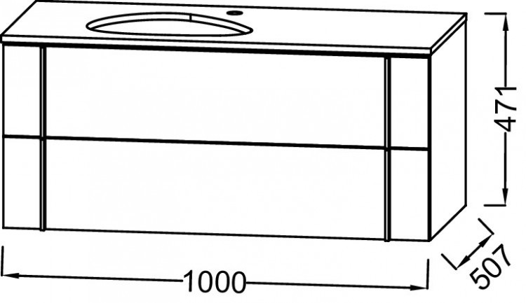 Тумба 100 см для раковины-чаши, коричневая кожа Jacob Delafon NOUVELLE VAGUE EB3040-NR2