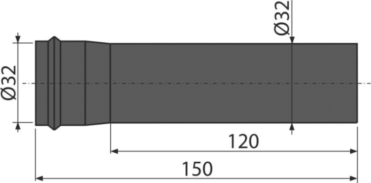 Удлинитель DN32, черный-мат Alcadrain A4000BLACK
