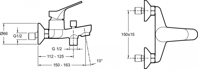Однорычажный смеситель для ванны/душа Jacob Delafon BRIVE E75766-CP