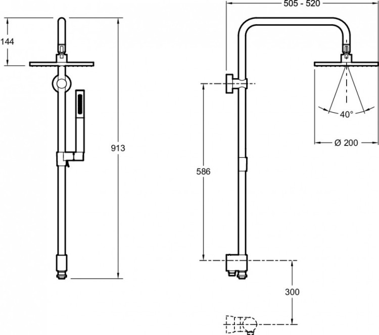 Душевая колонна с круглым верхним душем 200 мм Jacob Delafon EO E11715-CP